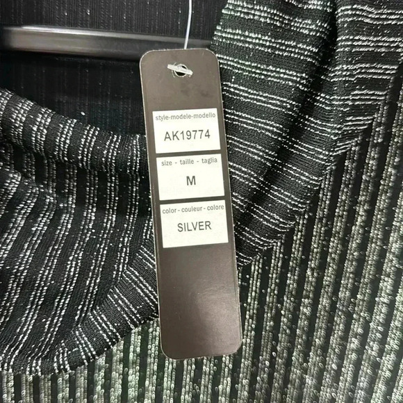 Belldini Black and Silver Metallic Cow Neck Top - Size M - Picture 6 of 10